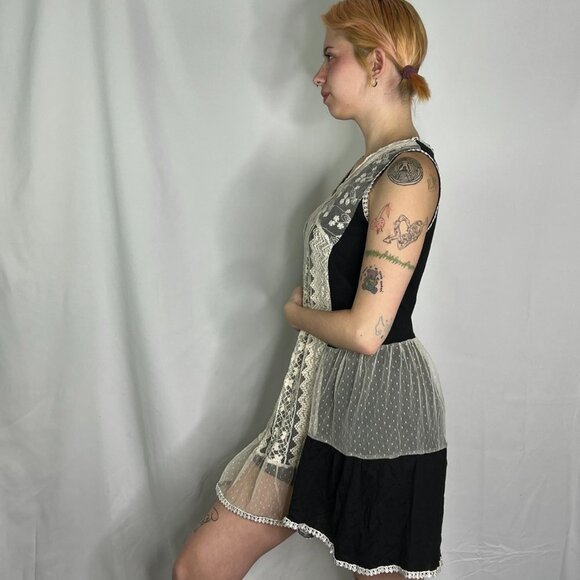 Joy Fashions Black Tunic Dress with Lace Overlay - Picture 3 of 9